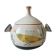 Covered pot or yvon Roy soup decorating with vintage dishwashing birds