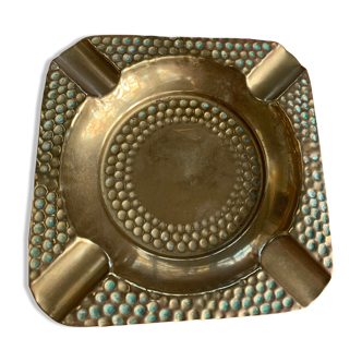 Vintage hammered brass ashtray