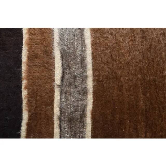 Vintage Turkish hand-knotted wool cotton brown kilim area rug 129x149