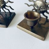 Pair of sun candle holders