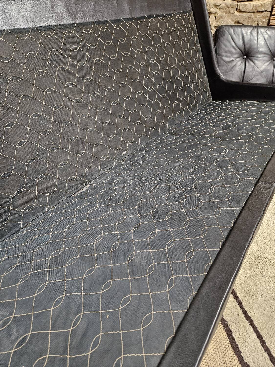 Vintage leather bench sofa 1970"