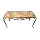 Vallauris wrought iron and ceramic coffee table by La Grange.