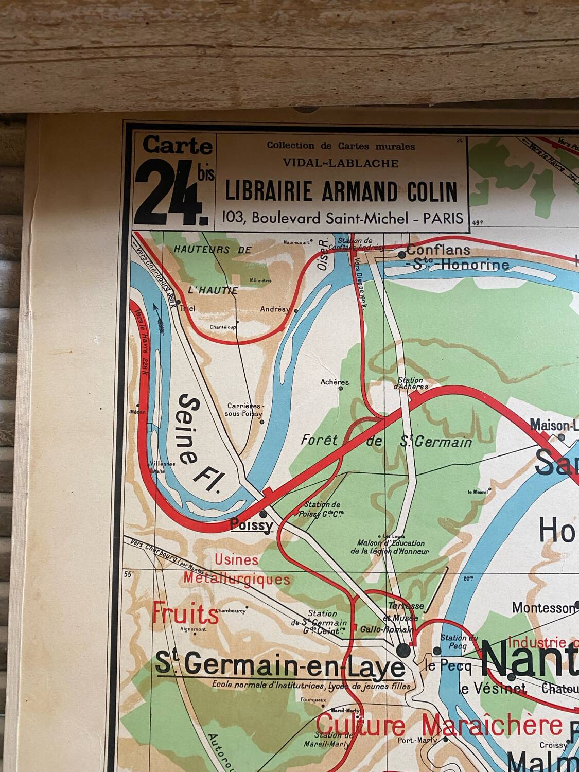 Old School Map School PARIS & Surrounding Areas Numbers 24 & 24bis Vintage