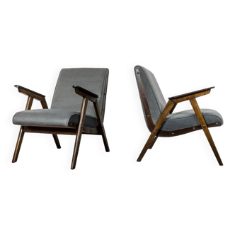 Paire de fauteuils modernes du milieu du siècle en chêne, Tchécoslovaquie, 1960