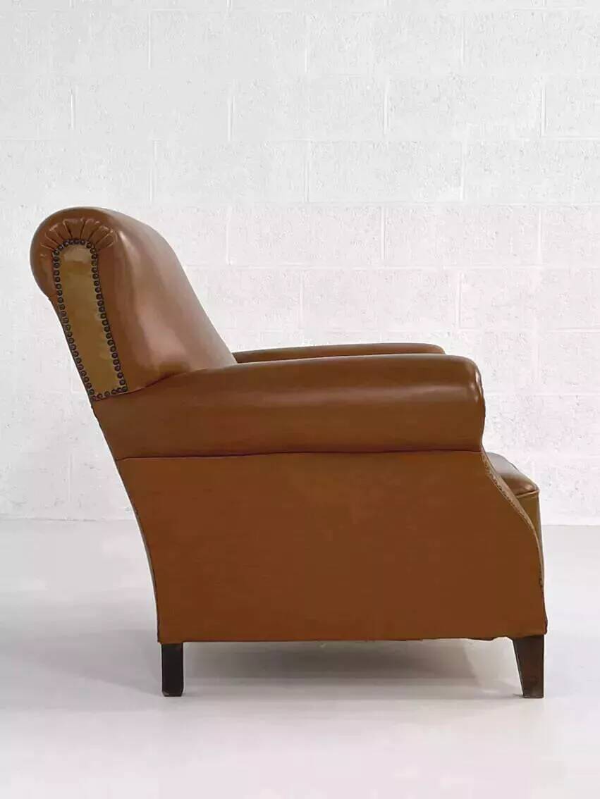 Pair of club armchairs from the 50s in imitation and wood