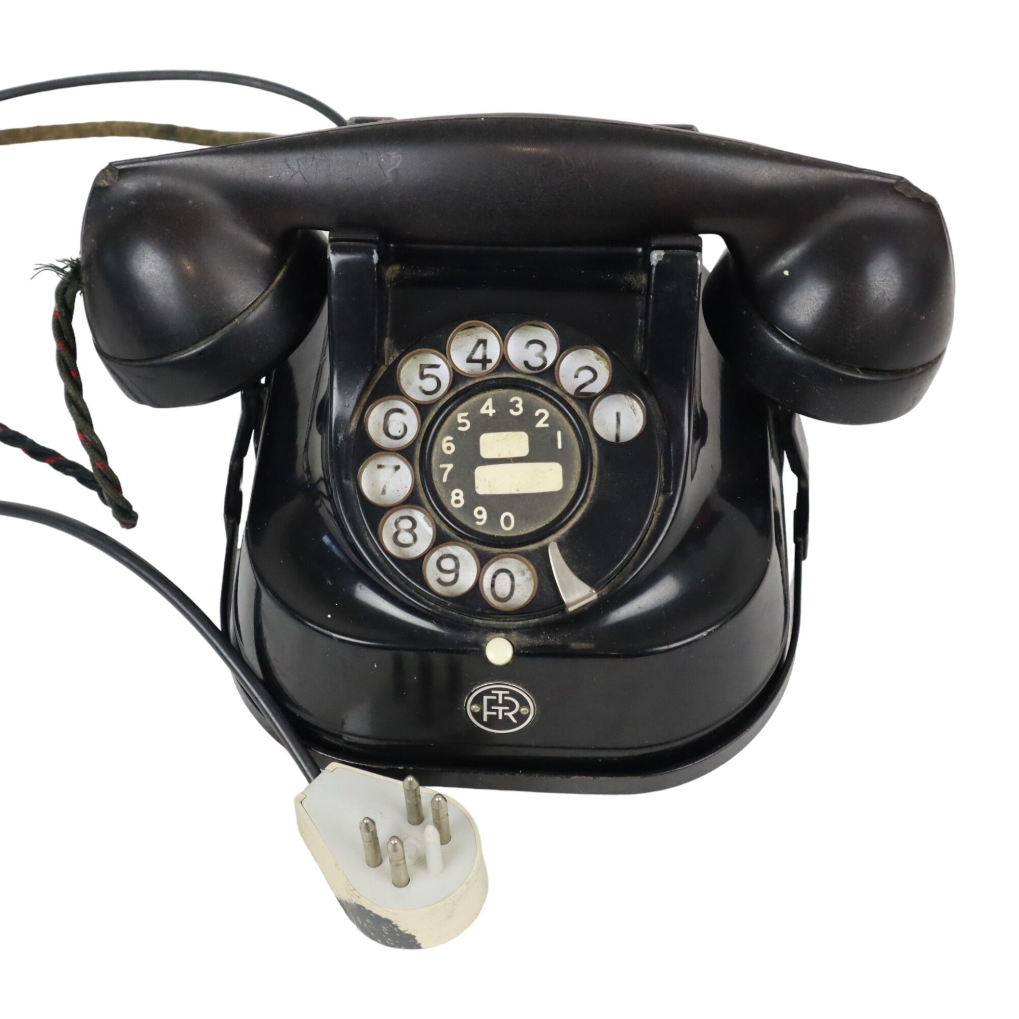 Old rotary dial telephone black metal bakelite rtt 1965