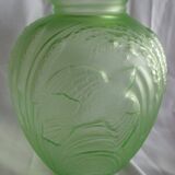 Jobling B2 Bird and Corn Vase Uranium Glass