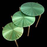 Straw marquetry nesting tables