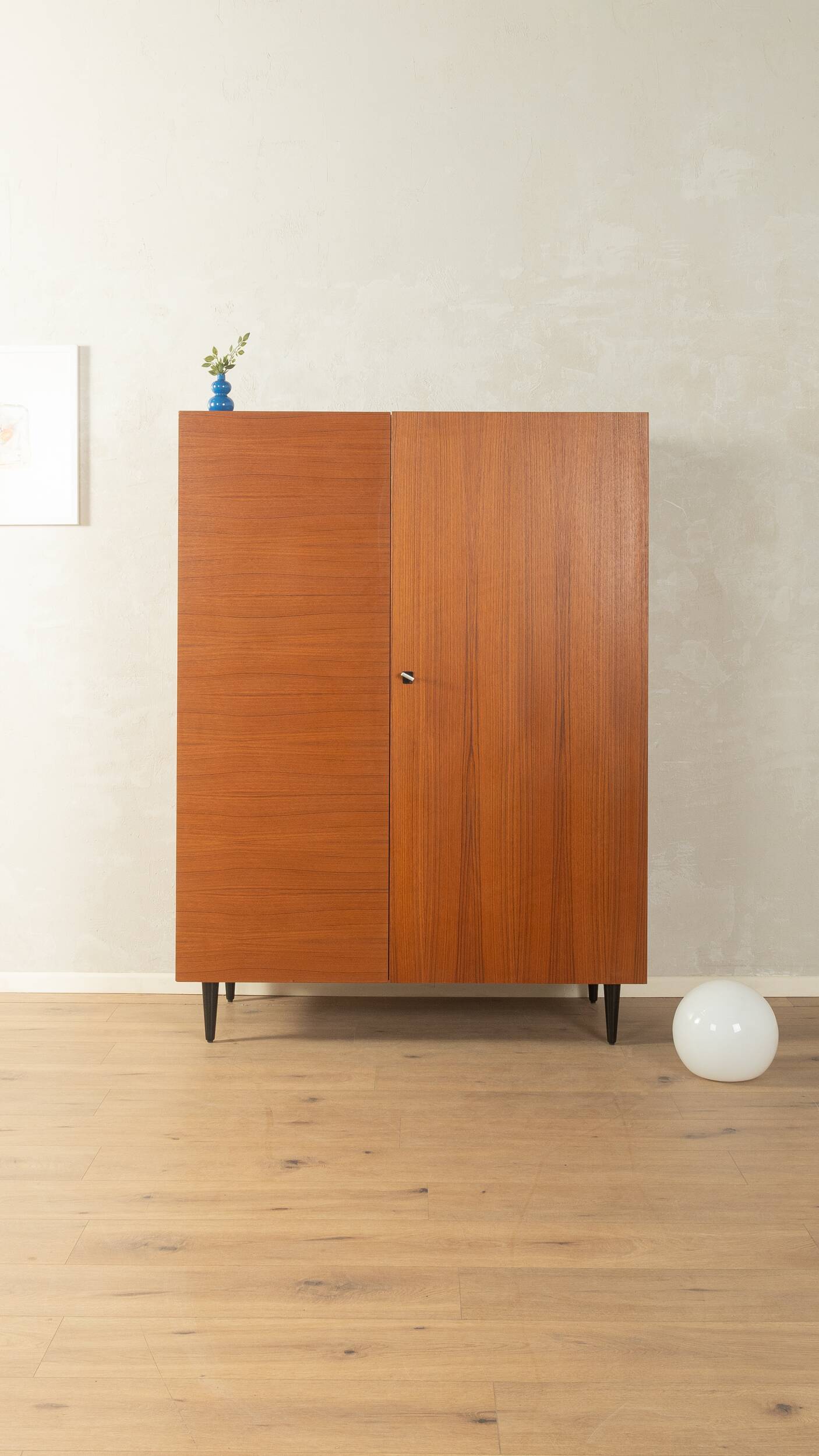 Elegant wardrobe from the 1960s in teak veneer