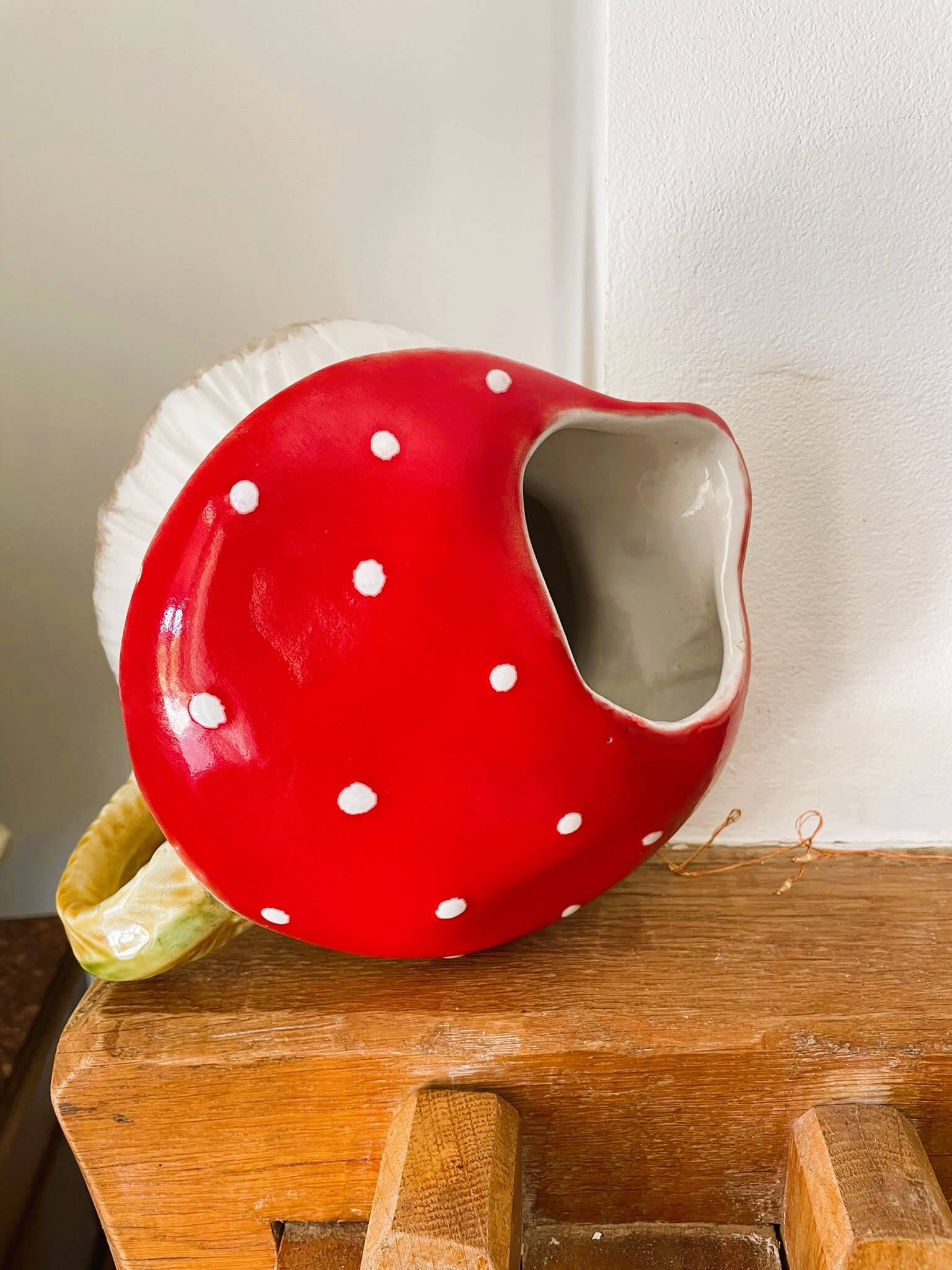 Vintage mushroom barbotine carafe