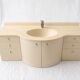 Vintage sculptural cream lacquered vanity unit with marble, 1980s.