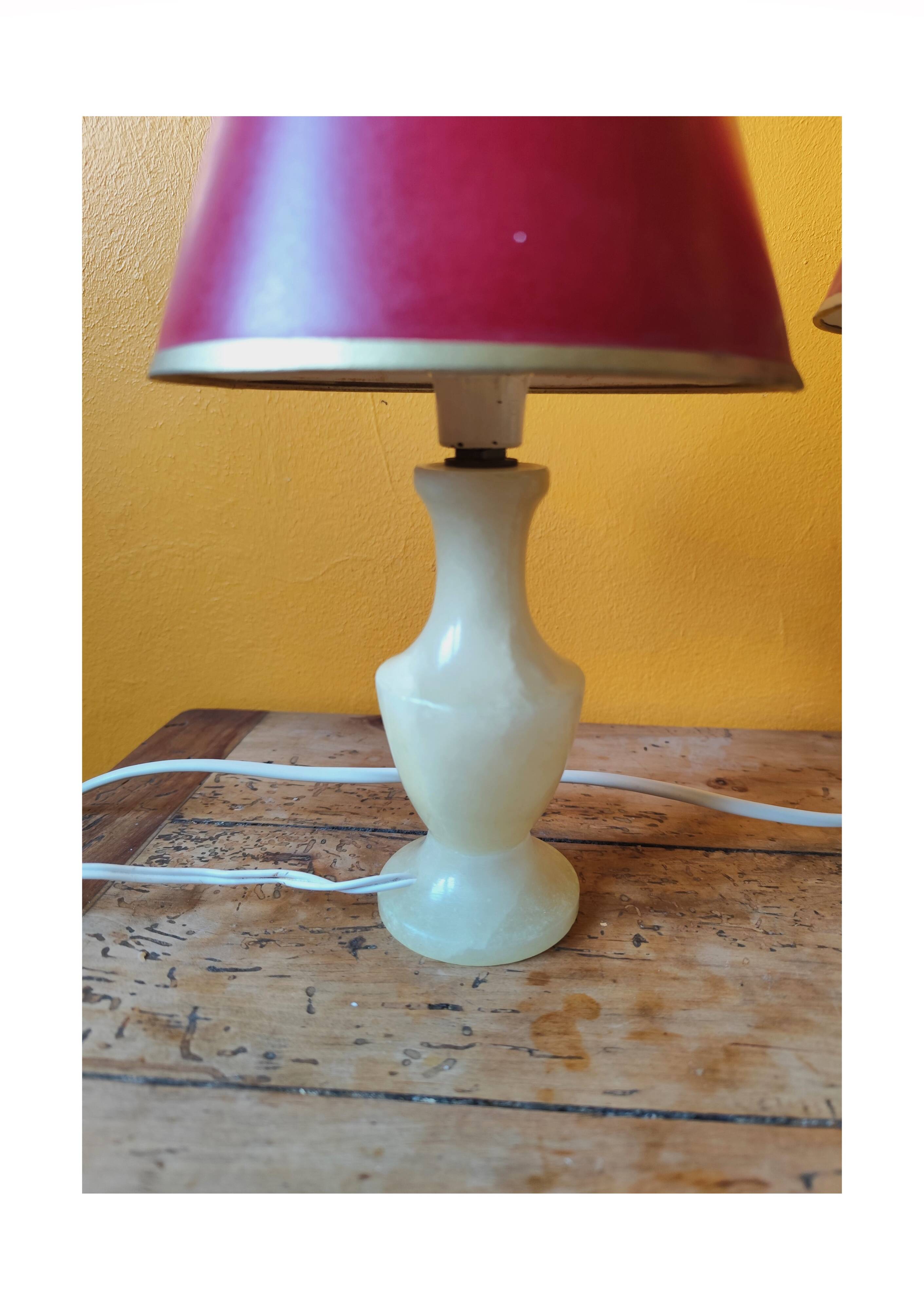 Beige marbled stone lamp - small alabaster lamp