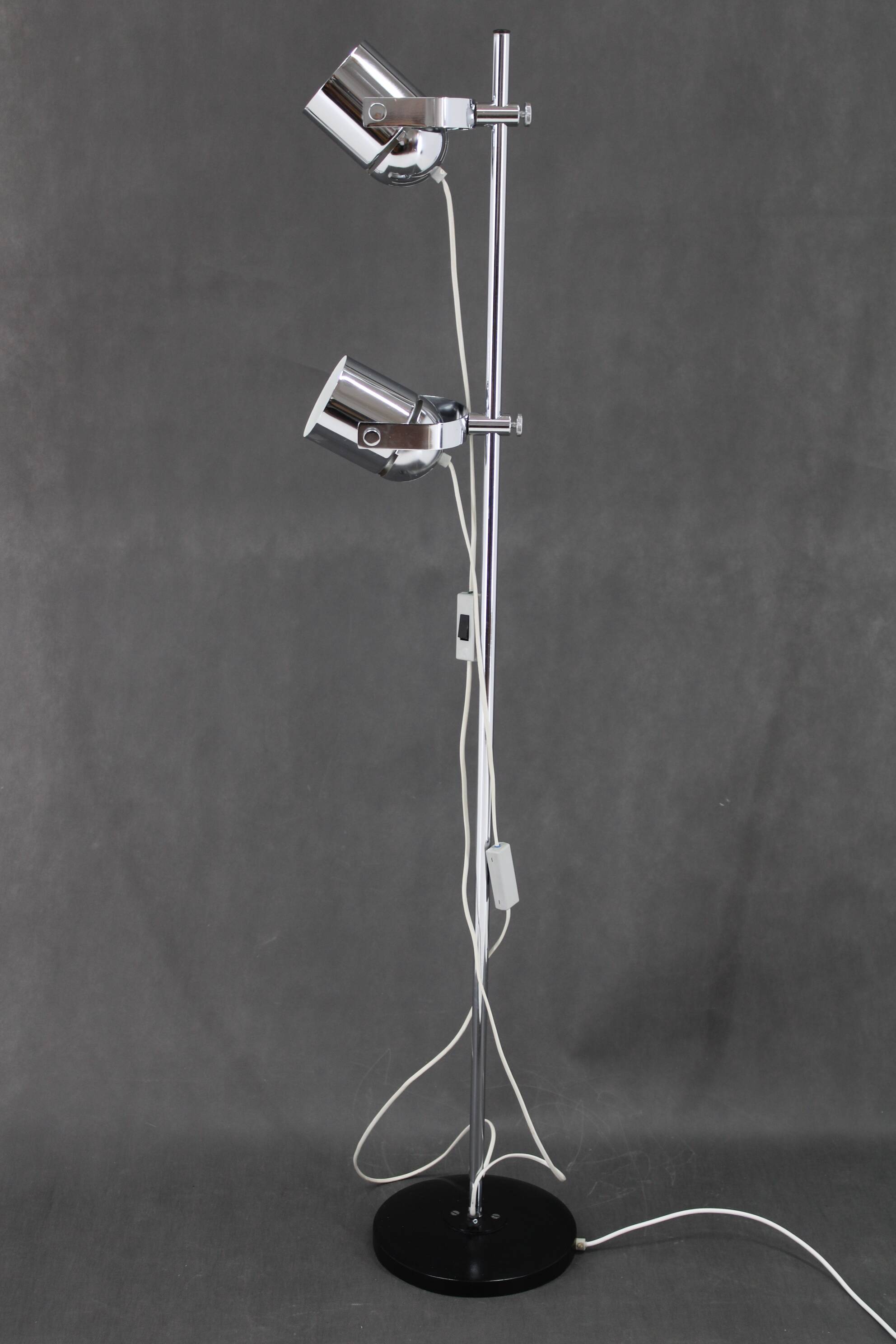 1970s Stanislav Indra Chrome Plated Floor Lamp, Czechoslovakia