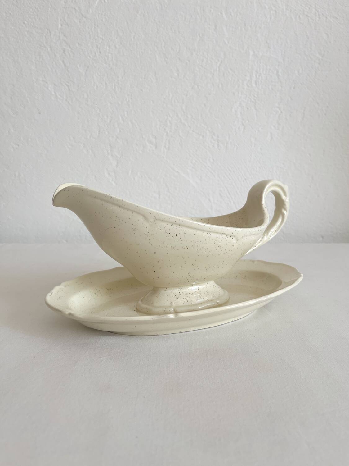 Antique ironstone gravy boat, Montereau earthenware