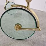 Glass coffee table with wheels, 1980s