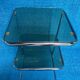 Vintage 1970s coffee table square chrome base u-shaped oval profile