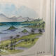 Watercolor painting nadine martinique the three islets + wood frame #a223
