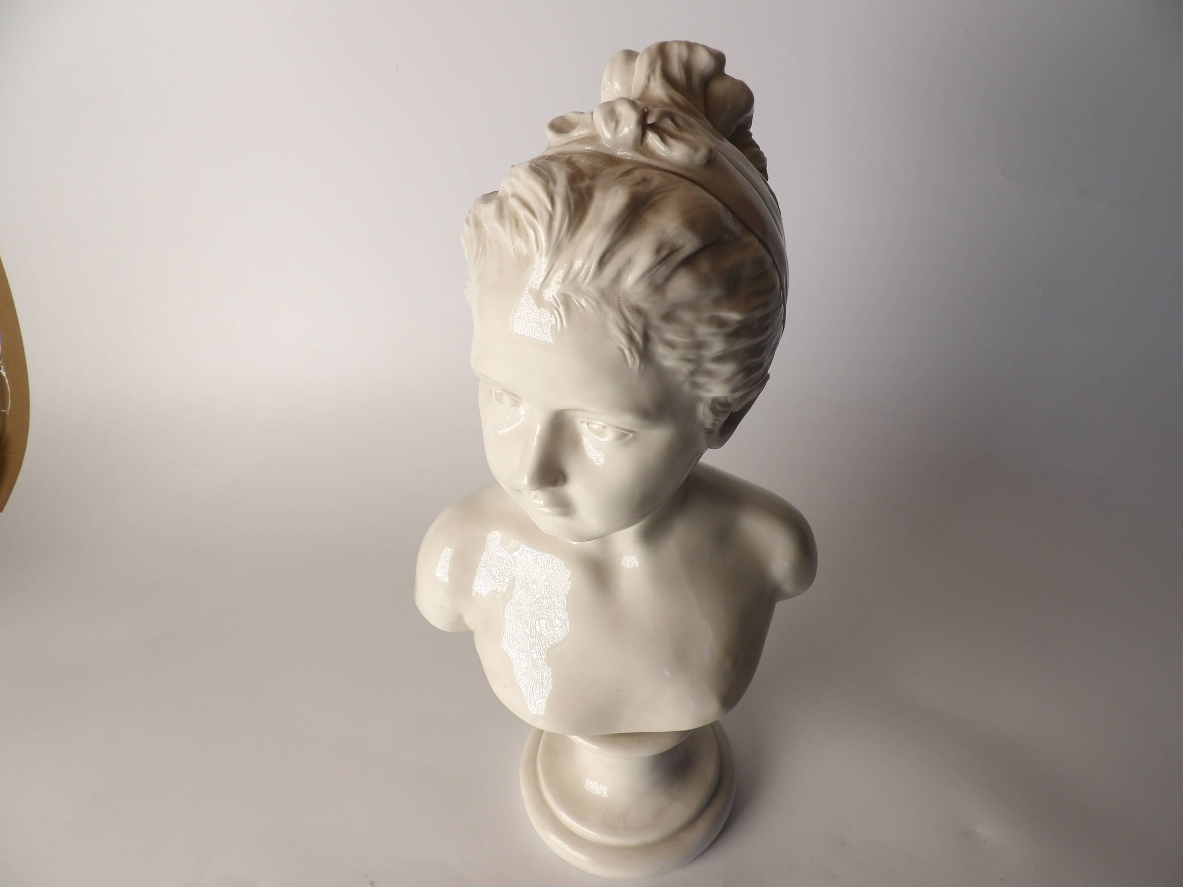 Ceramic bust of a woman after houdon