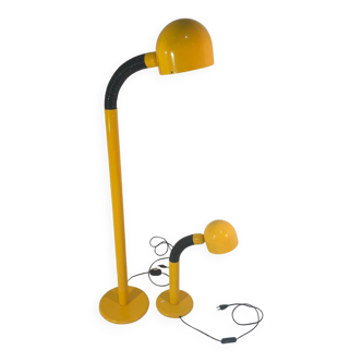 Space Age 1970s yellow metal adjustable floor lamp