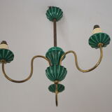 Chandelier in ceramic and brass Saint-Clement 40s