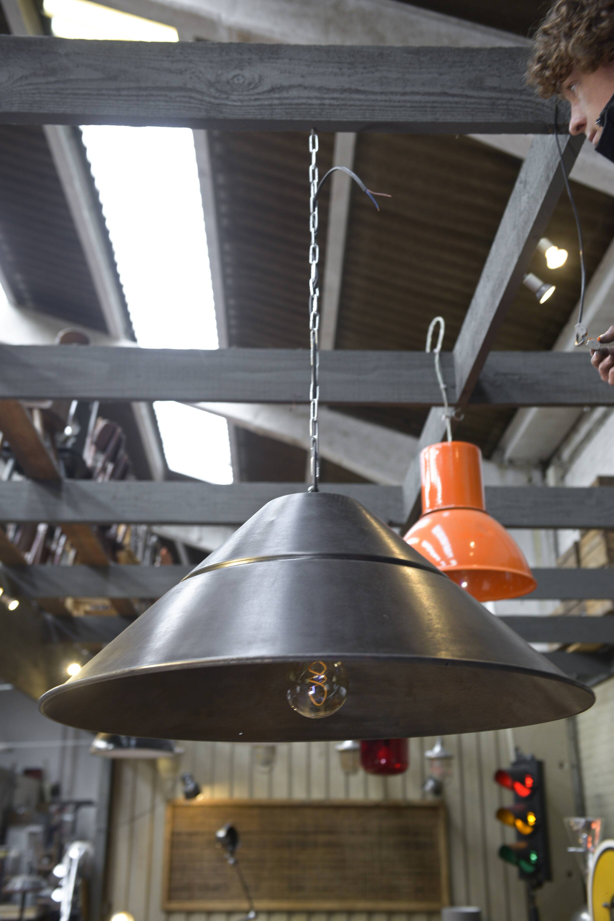 Bekaert large metal saucer pendant lamps