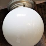 Opaline ball and aluminum ceiling light