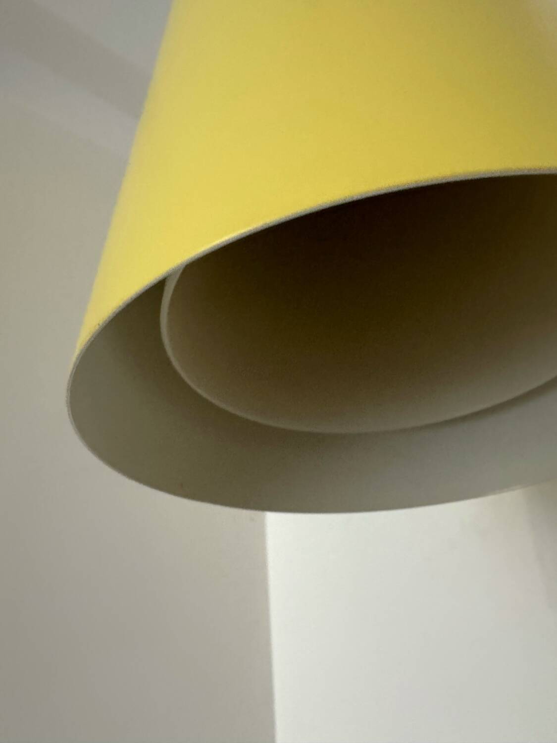 IKEA yellow metal cylindrical pendant light from the 2000s