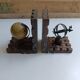 Wooden bookends globe world map
