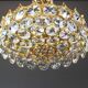 Chandelier in gilded brass and crystal glass inlaid by Palwa, Germany, 1970s.