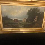 Paire de tableaux paysages champêtres