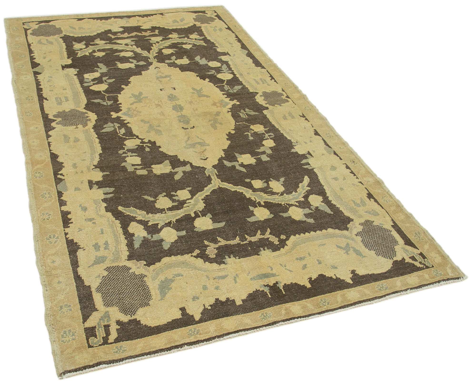 1970s handwoven decorative anatolian beige carpet 131 cm x 234 cm