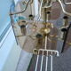 Golden chandelier 6 bevelled smoky glass lights