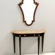 Ebonized Beech Console with a Demilune Macchiavecchia Marble Top attr. to Paolo Buffa