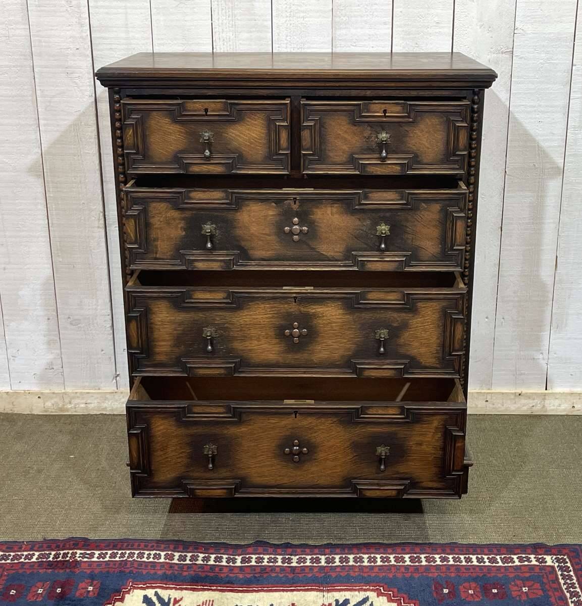 1950s English oak chest of drawers