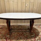 Table à manger ovale en marbre et palissandre
