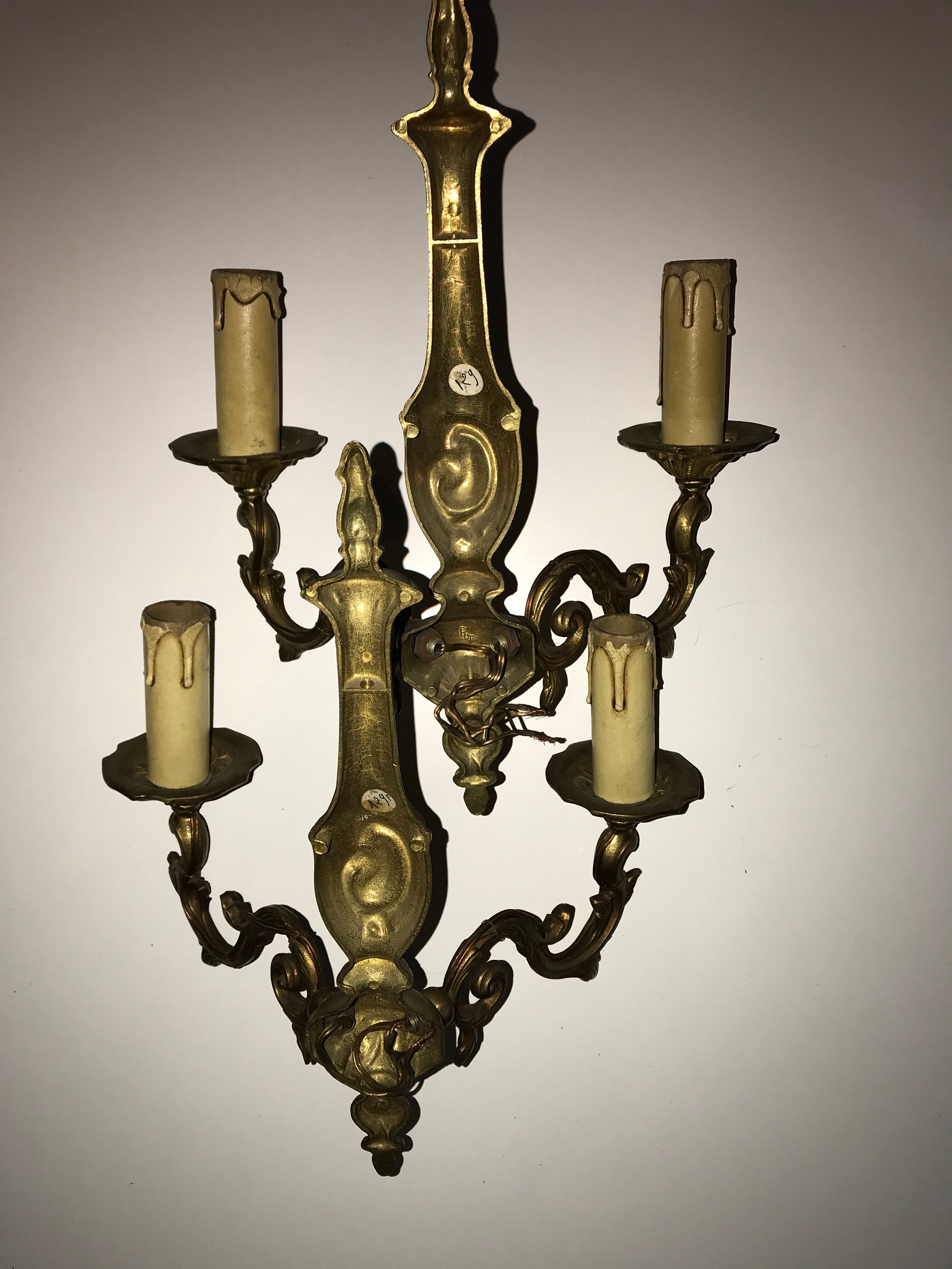 Pair of Louis XV style bronze wall sconces