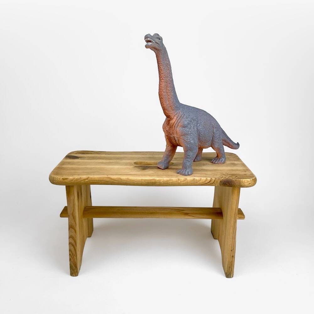 Small 80s slotted pine step bench