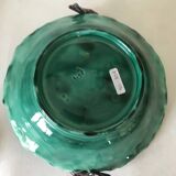 Vintage barbotine salad bowl with lettuce leaf and shrimp