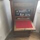 Secretary with a marquetry drop-leaf, marble top, floral decoration.