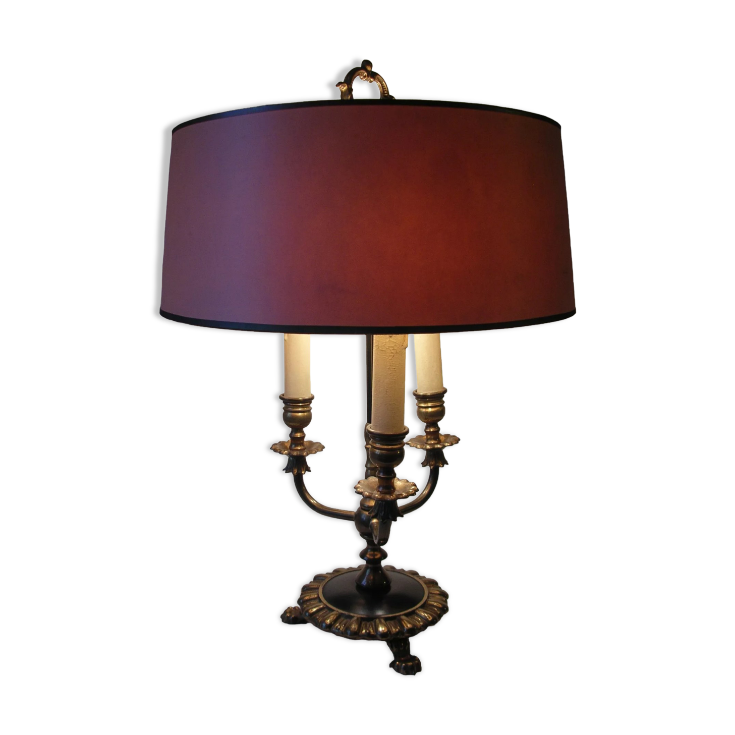 Desk lamp 3 fires style hot water bottle brass and bronze lion's paw deco office living room