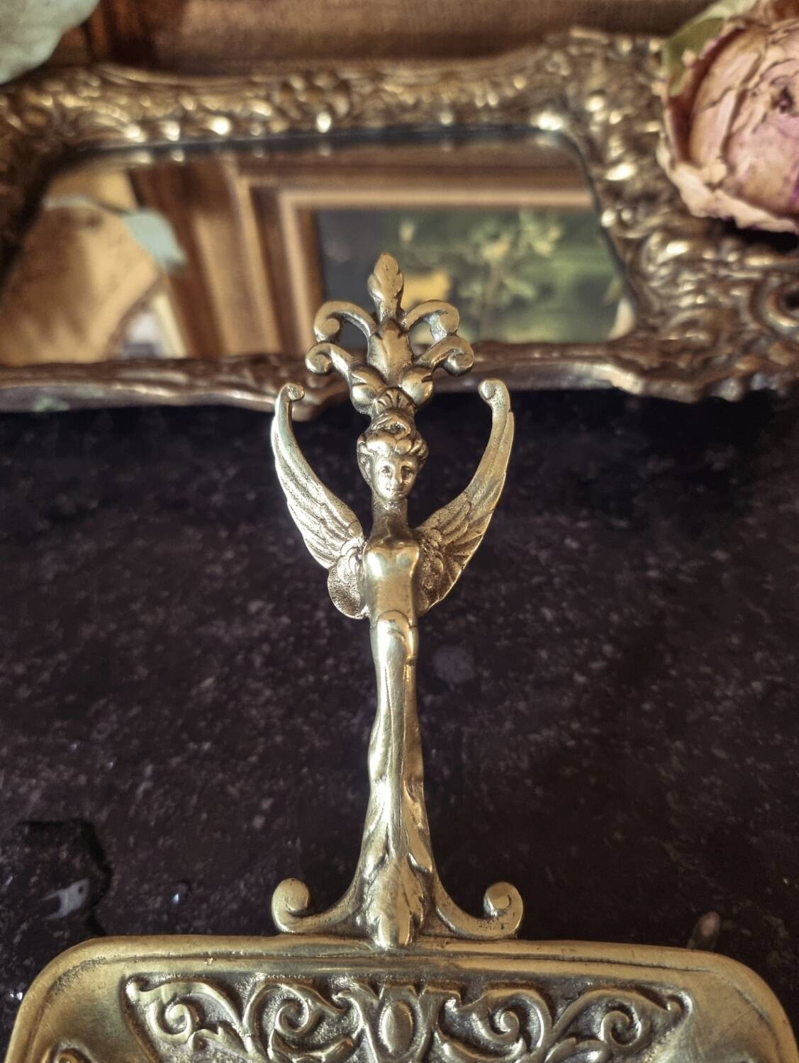 Large bronze hand candle holder