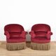 Sofa and pair of toad armchairs in red velvet.