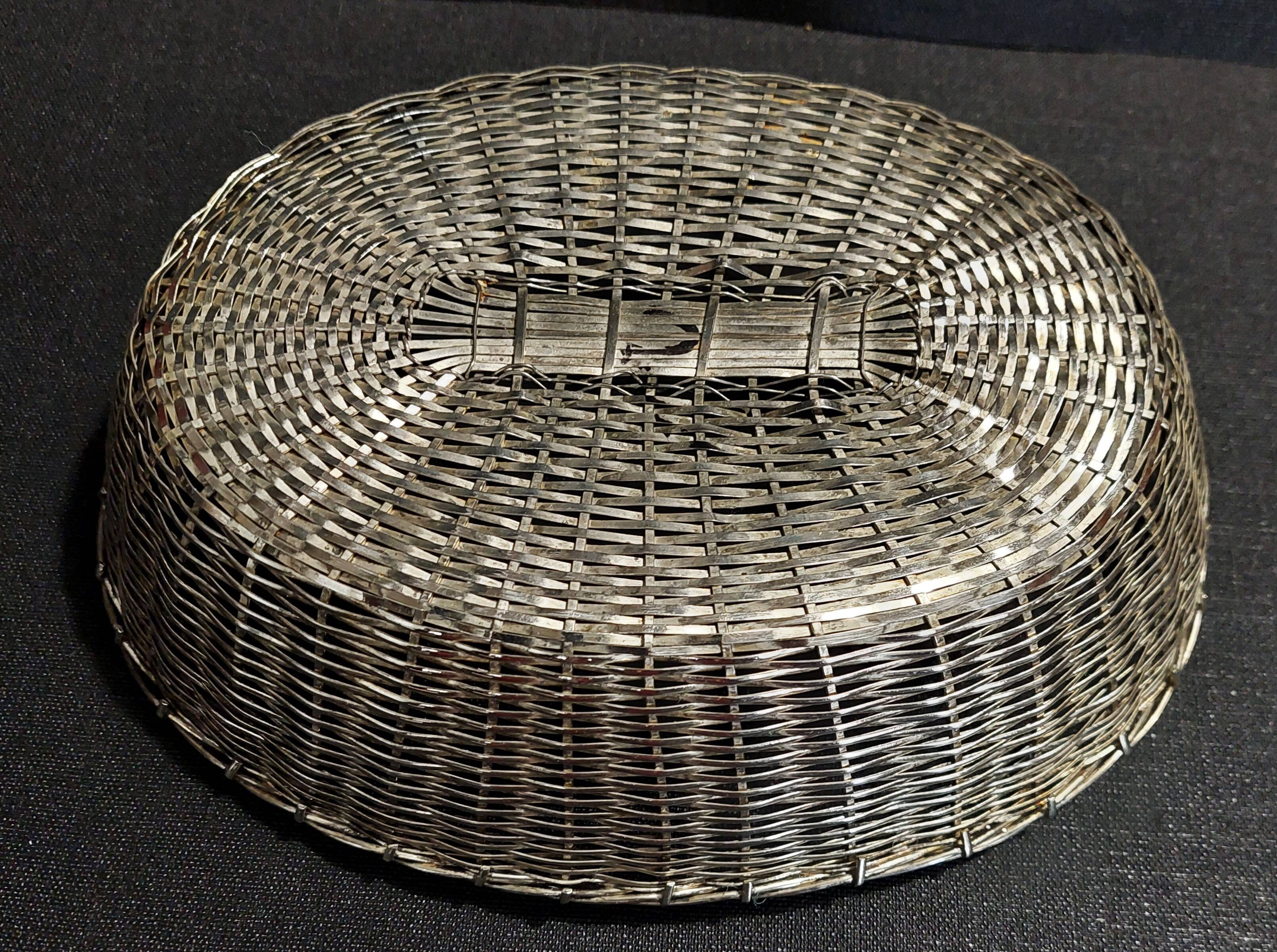 20th century braided silver metal bread basket