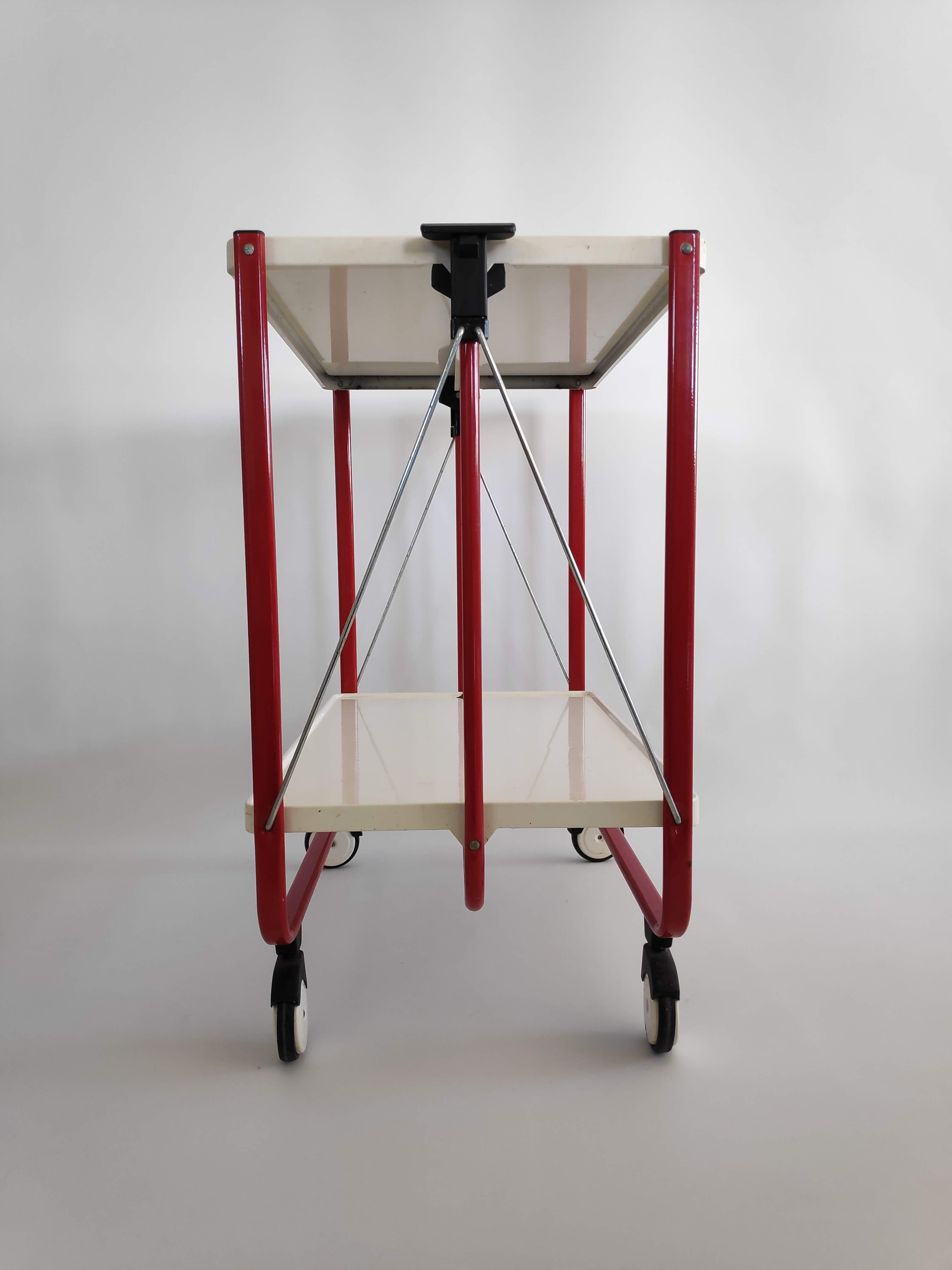 Vintage serving table in painted steel sheet from the years 80