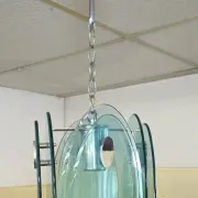 Nilo Veca for Fontana Arte: Vintage design pendant light in smoked green glass.