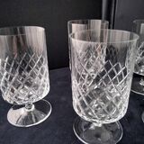 6 Verres à eau ou grands verres à vin Cristallin  Décor croisillons