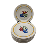 Lot 10 dessert plates digoin sarreguemines model dunkirk floral decoration