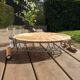 Rattan and silver metal tray with handles - vintage