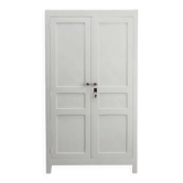 Armoire parisienne ancienne en bois  blanc avec étagères 1950