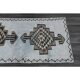 1970s Vintage Turkish Oushak Handmade Wool Cotton Blue Runner Rug 91x352